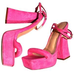 Pink Chunky Platfrom Heels Womens Size 8.5 Glam Barbiecore Feminine Dollcore